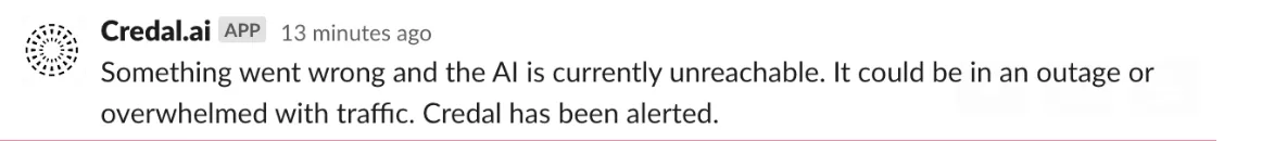 Error message stating the AI is currently unreachable