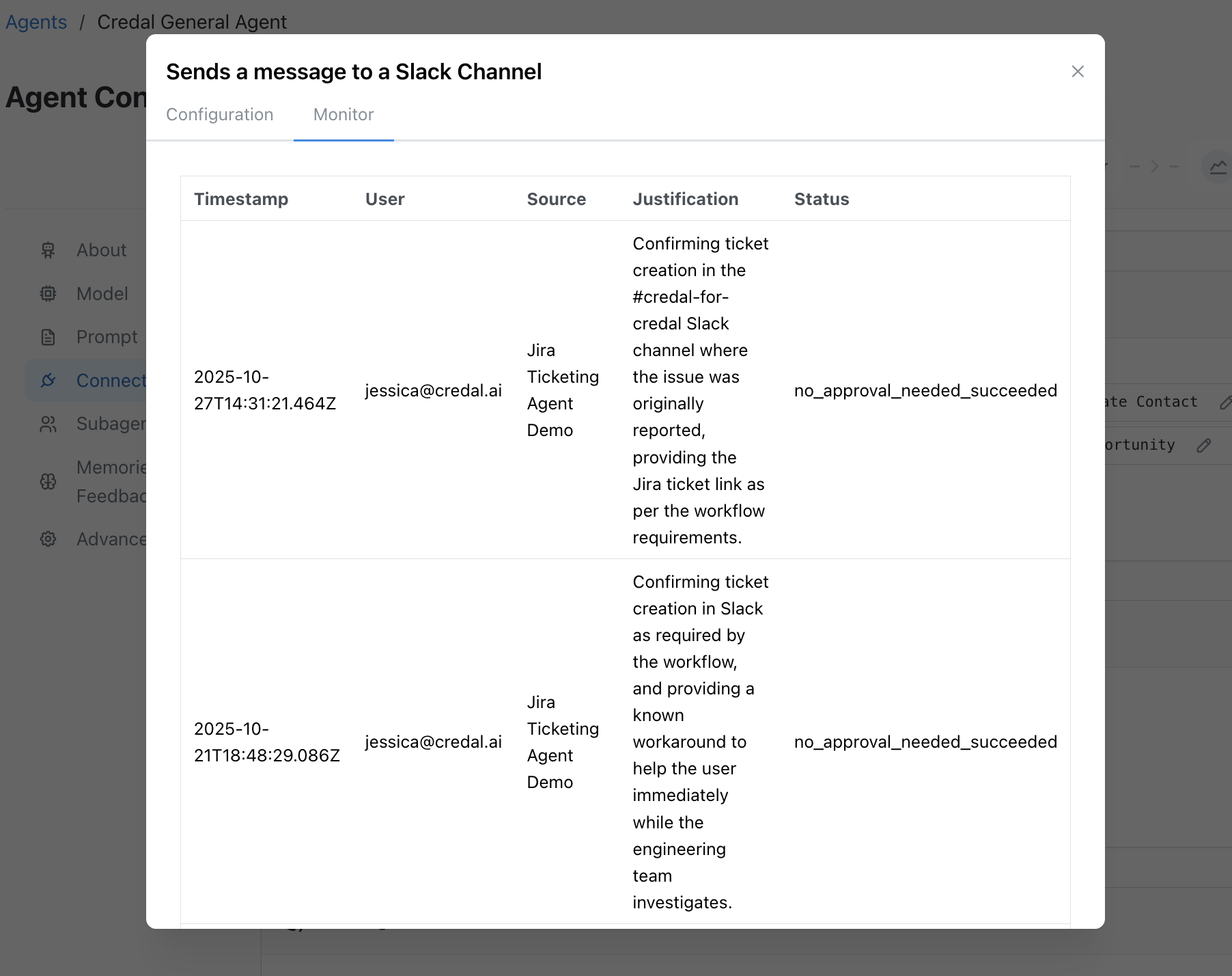 Action monitoring dashboard showing invocations and usage trends
